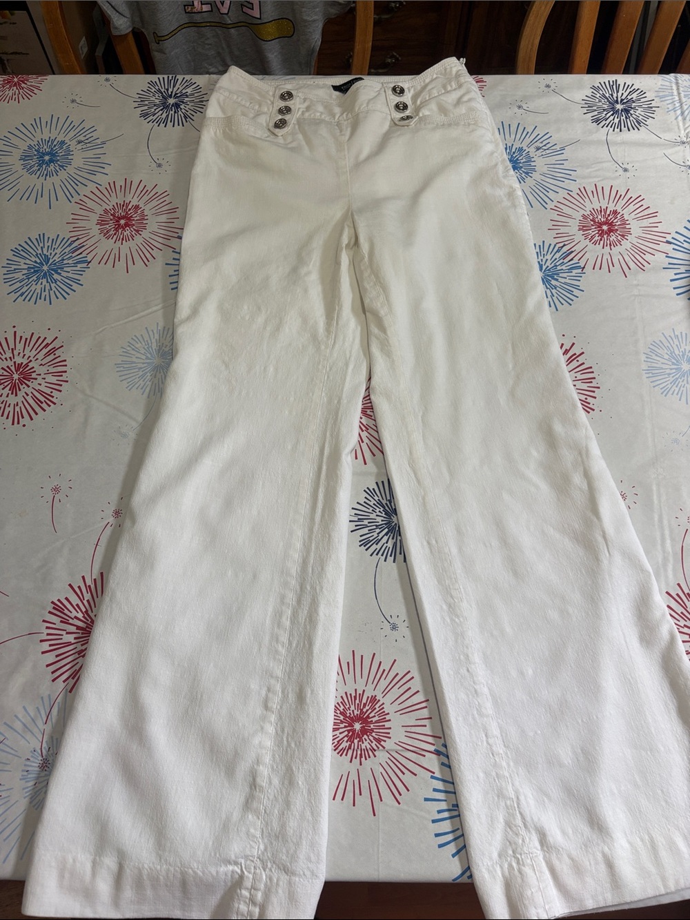 White House Black Market White Wide-Leg Pants with Sailor Buttons